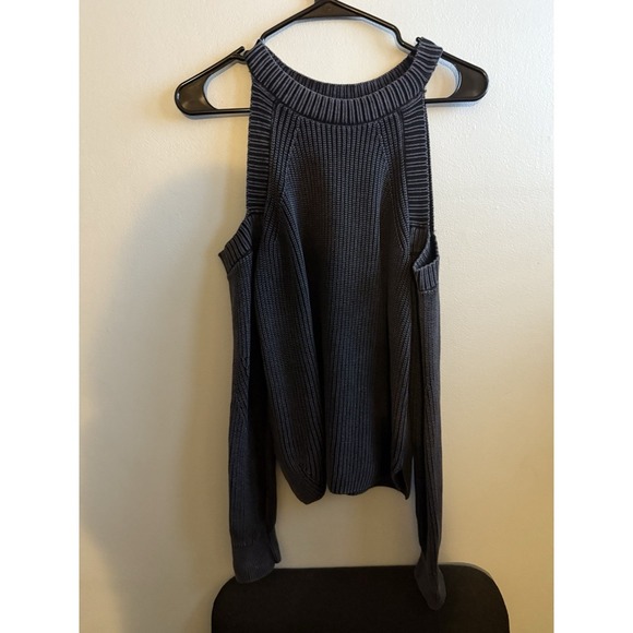 Rag & Bone Dana Marled Knit Gray Cold Shoulder sweater Size S - Picture 2 of 6